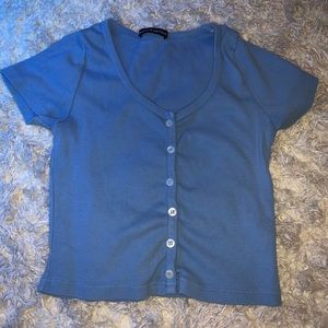 Baby Blue Button Down Crop Top